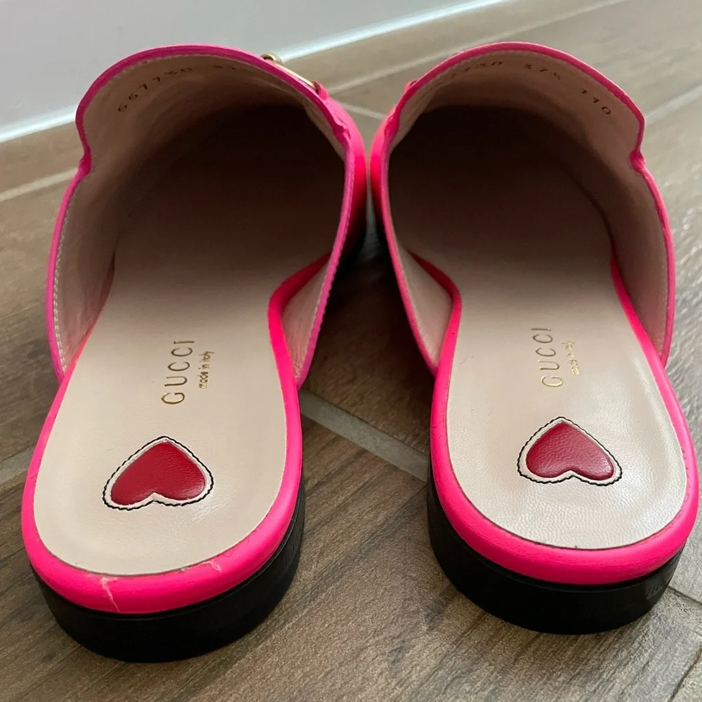 Gucci Hot Pink 37 1/2 Princetown Mules - Picture 3 of 16